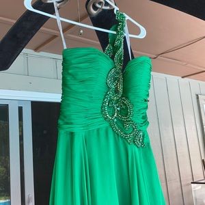 Sherri Hill Green One Shoulder Dress